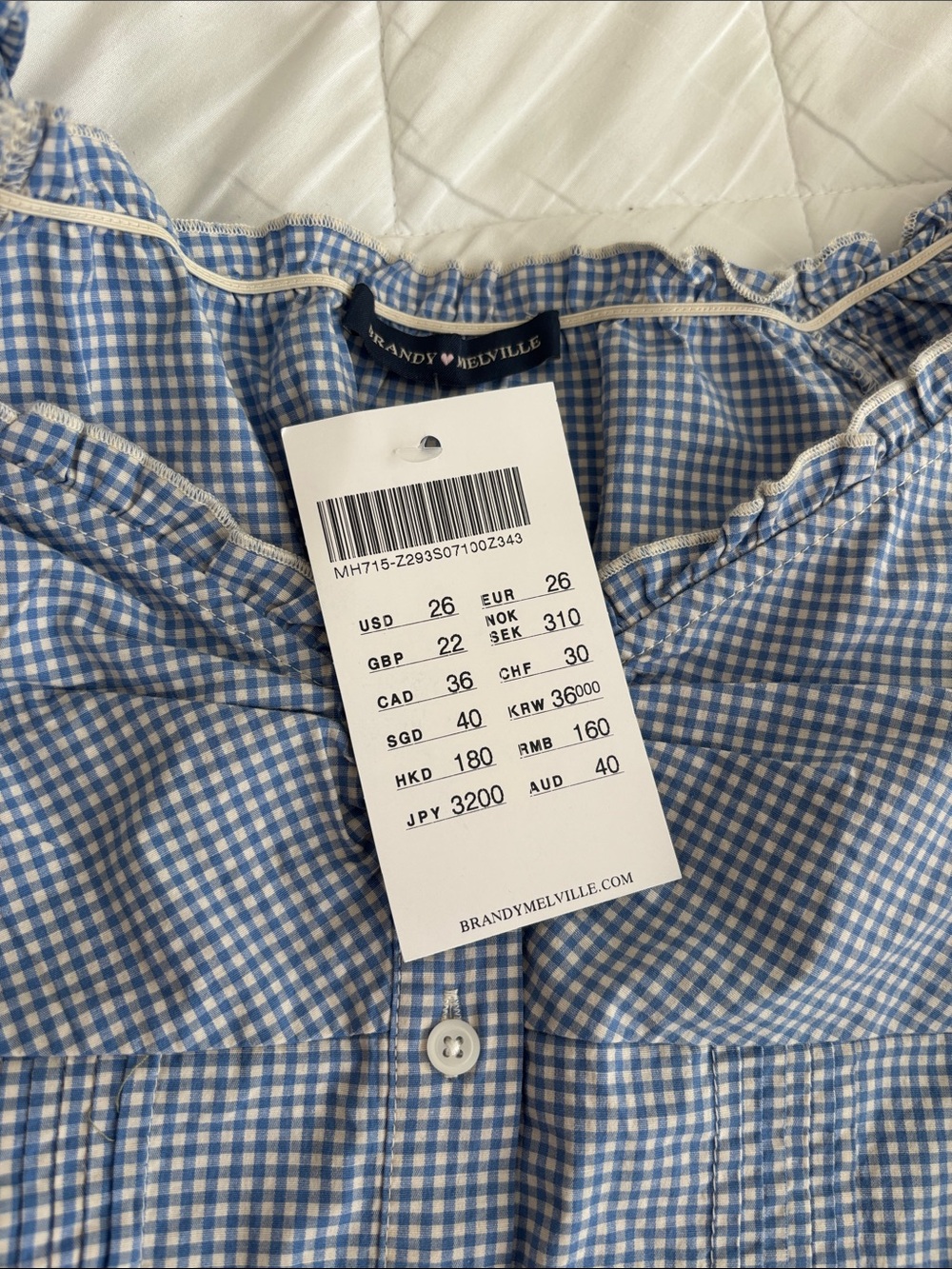 Blue Gingham Ruffle Button-Front Women's Top - Picture 2 of 3